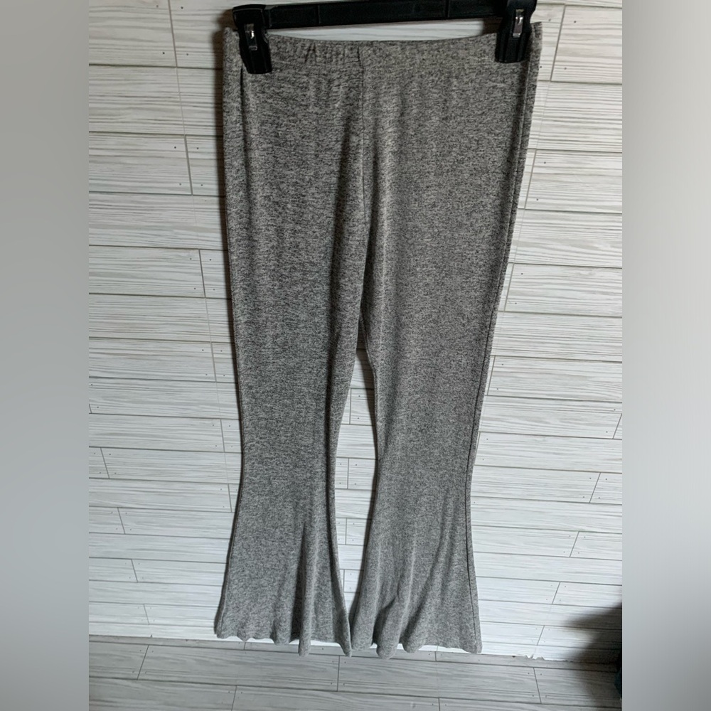 Cherish Heathered Gray stretchy flare legged pants comfy
